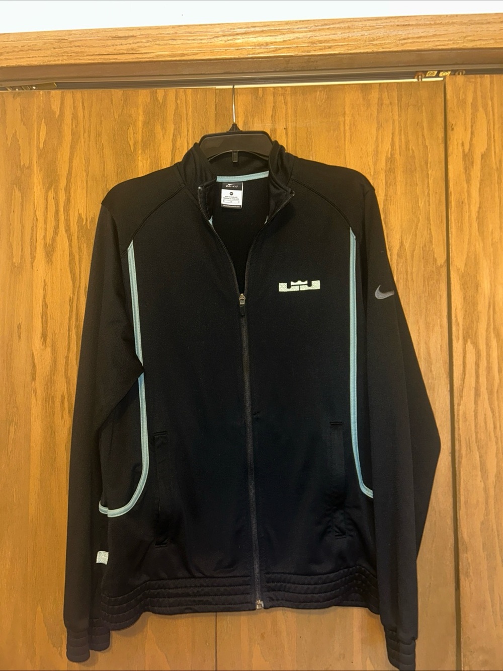 Nike Y2K Labron Black Performance Jacket with Light Blue Trim Dry Fit